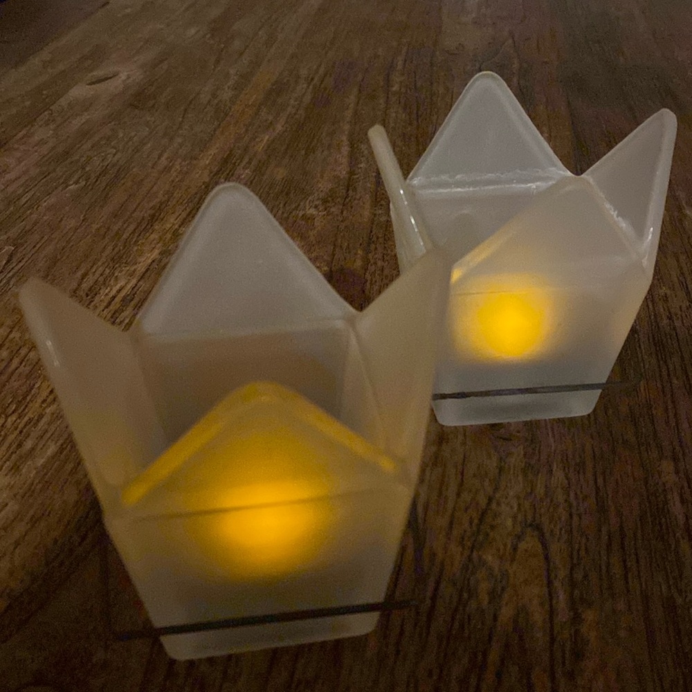 Vintage Pair of Frosted Glass Chinese Takeout Boxes